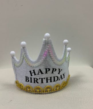 White Happy Birthday Light Up Crown