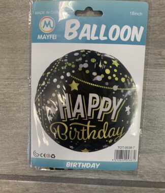 18 inch Happy Birthday Foil Black & Gold