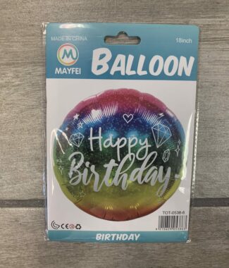 18 inch Happy Birthday Foil Rainbow Diamond