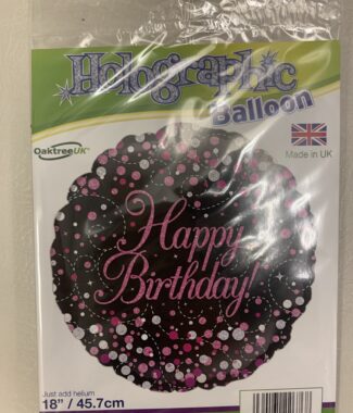 Happy Birthday Pink & Black Foil 18"