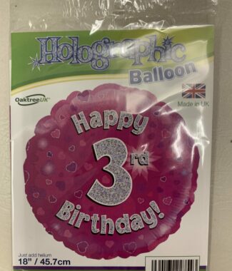 Pink Number 3 Foil Balloon