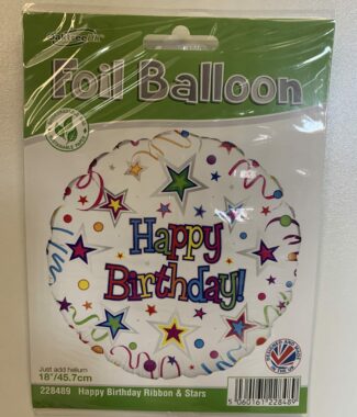Happy Bday White /Multi Star 18inch