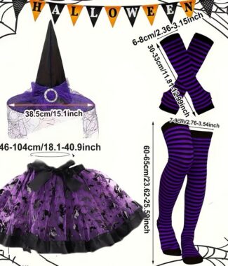 4pc Purple Tassel Witch Puffy Skirt Set