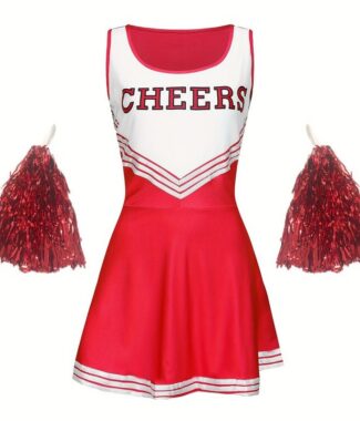 Sleeveless Cheerleader Outfit Dress for Party Role Play