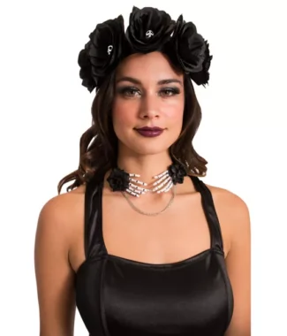 Day Of Dead Rose Skull Headband